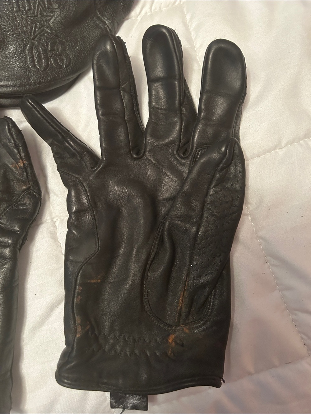 Harley-Davidson Black Leather Gloves and Hat - Picture 3 of 13